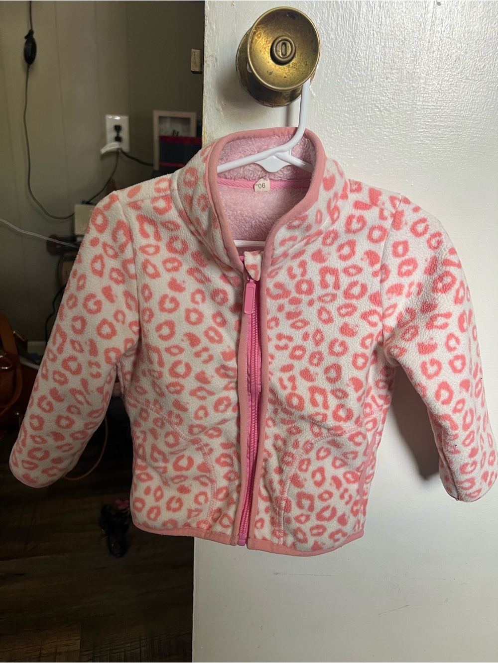 Girls' Pink Leopard Print Fleece Jacket - Cozy Zip Front